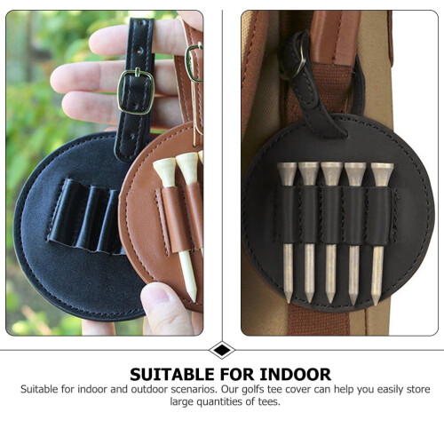 Golf tee organizer leather case with spikes 2