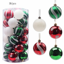 Boules de Noël Giyblacko Hangs - Décoration de sapin de Noël en plastique - 6 cm / 30 boules colorées peintes à la main