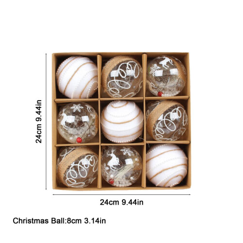 Christmas Tree Ornaments Set Champagne Ball 9PC 2