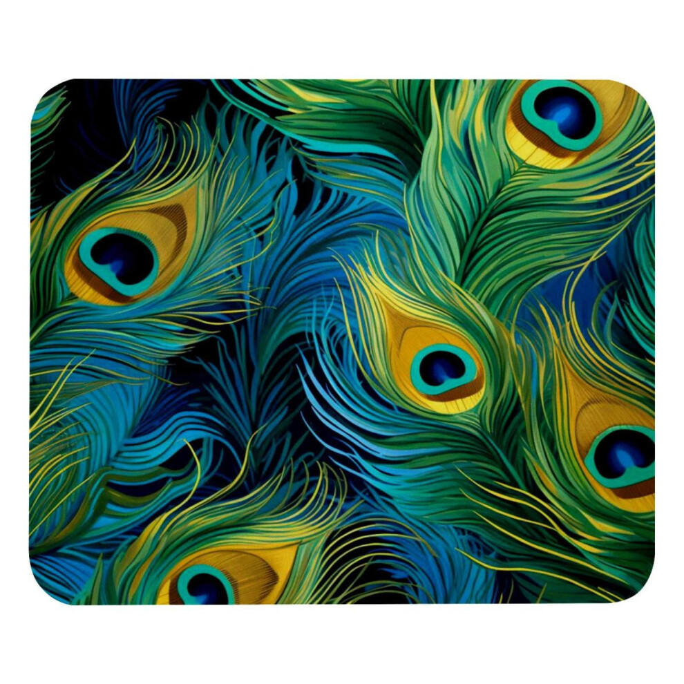 Square Mouse Pad With Peacock Feather Design 8.3X9.8 Inch 917087732888