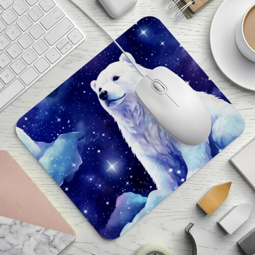 Polar Bear Starry Sky Mousepad Non-Slip Waterproof  Cloth 1