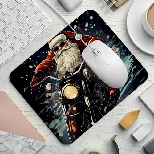 Santa Claus motorcycle mouse pad ergonomic thick 30x20cm 1