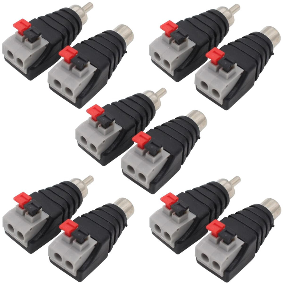 Rca Phono Speaker Cable Adapter 10 Pack (5 Male 5 Female) 9336866953237