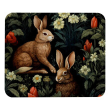 Brown Rabbit Flower Mouse Pad Smooth Surface 3mm Thick