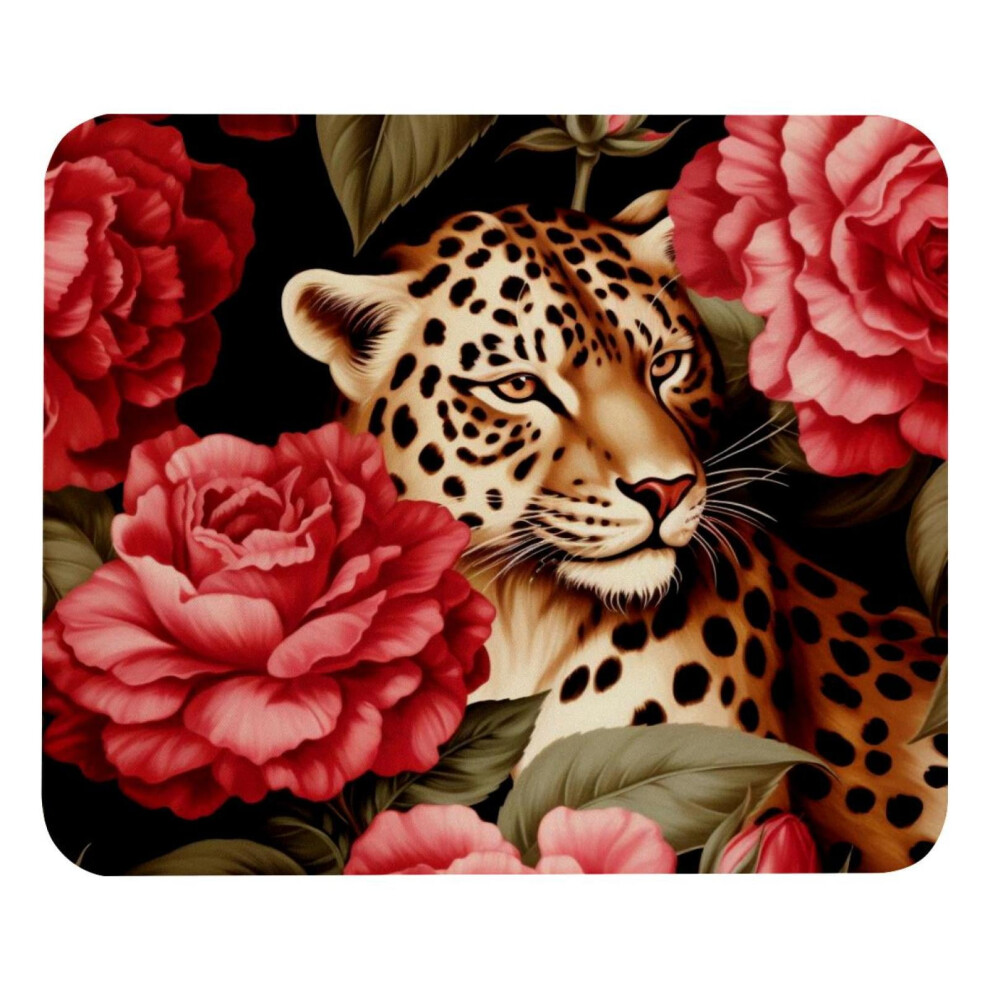 Roses Leopard Sad Mouse Pad Premium Textured 8.3X9.8 In 917087736381