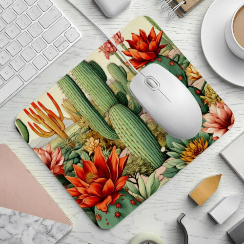 Cactus Cartoon Mouse Pad Ergonomic Thick 24x10 inch 1