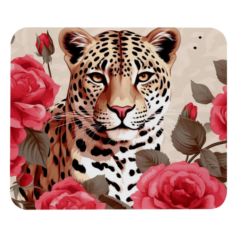 Roses Leopard Print Mouse Pad Smooth Surface Thick Padding 917087737043
