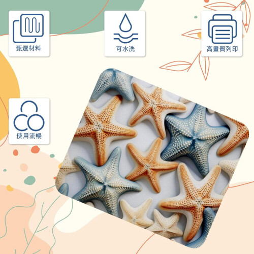 Starfish Print Desk Mat Rubber Base Small 2