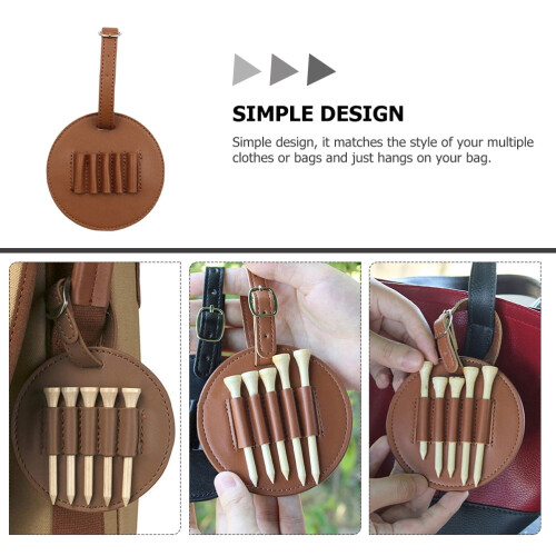 Leather golf essentials set with tees and container 2