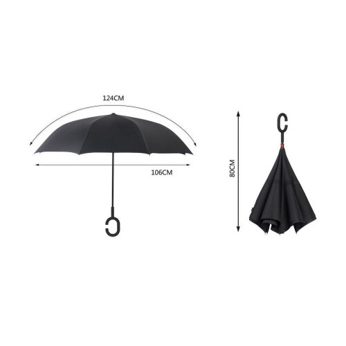 Windproof reverse umbrella with C-hook, double-layer folding 2