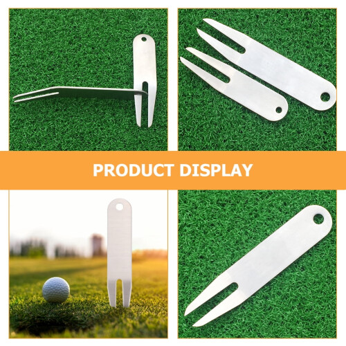 Golf divot tool curved fork strap green 2 pcs 1