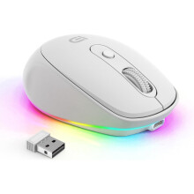 Luch Gan Sreang le Soilse LED In-athluchtaithe 2.4GHz le Glacadóir Nano USB, Ceallraí Tógtha Isteach 3.7V400mAh, 1600DPI, Inaistrithe