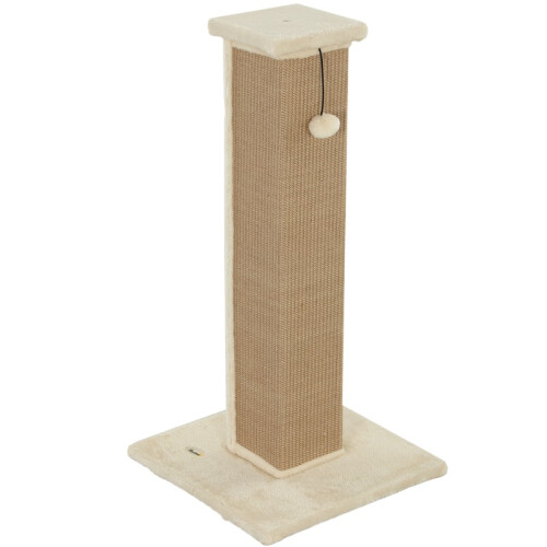 Arranhador bege para gatos com poste de sisal e bola. 1