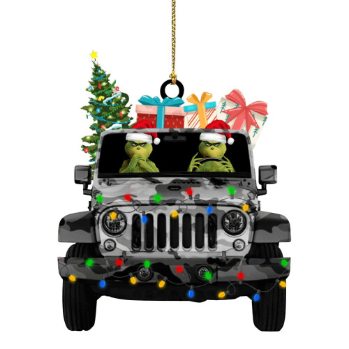 Adornos navideños acrílicos del Grinch con forma de coche, 2D, planos 1