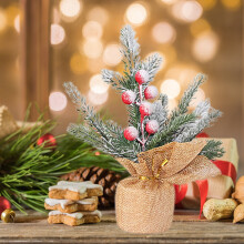 Candelabro navideño de liquidación de Honeeladyy, adornos navideños, corona de imitación de fruta roja, decoración de mesa para restaurante