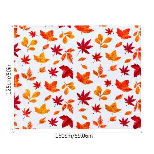Fall Throw Blanket Autumn Plush Pumpkin Orange Leaf Design 2
