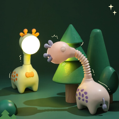 Veilleuse girafe de dessin animé, lampe LED rechargeable USB