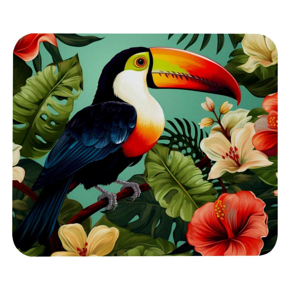 Square Mouse Pad With Toucan Plants Print, Non-Slip Rubber 917087758277