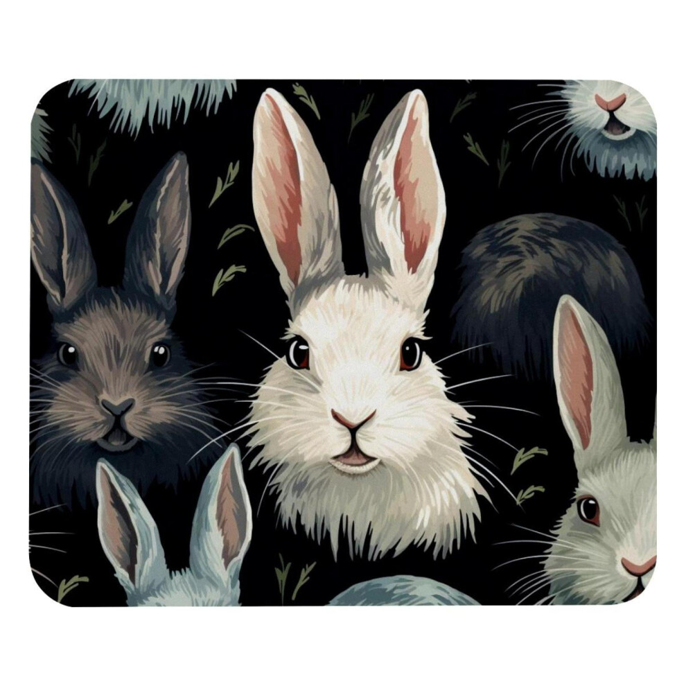 Rabbit Heads Mouse Pad Cloth With Rubber Base 21X25cm 917087758574