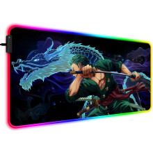 RGB Zoro muismat, extra grote anime LED-muismat voor thuis of op kantoor, verlichte gaming bureaumat voor computertoetsenbord