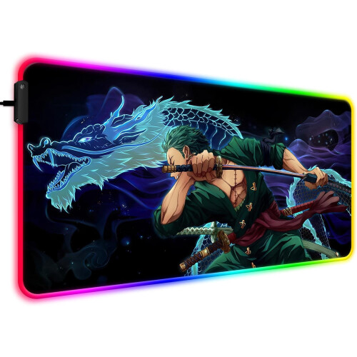 RGB Zoro Mousepad, εκτεταμένο μεγάλο Anime LED Mousepad για το γραφείο στο σπίτι, φωτιζόμενο
