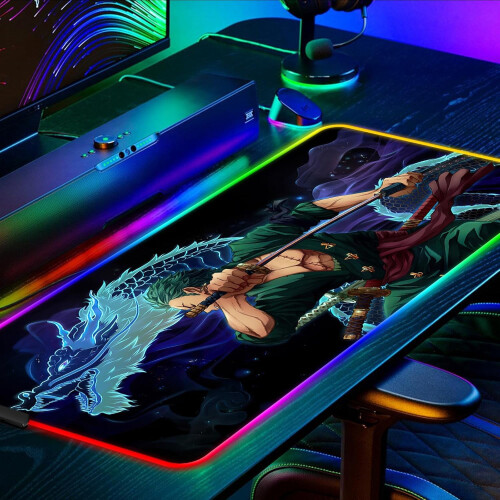 RGB Zoro Mousepad, εκτεταμένο μεγάλο Anime LED Mousepad για το γραφείο στο σπίτι, φωτιζόμενο 2