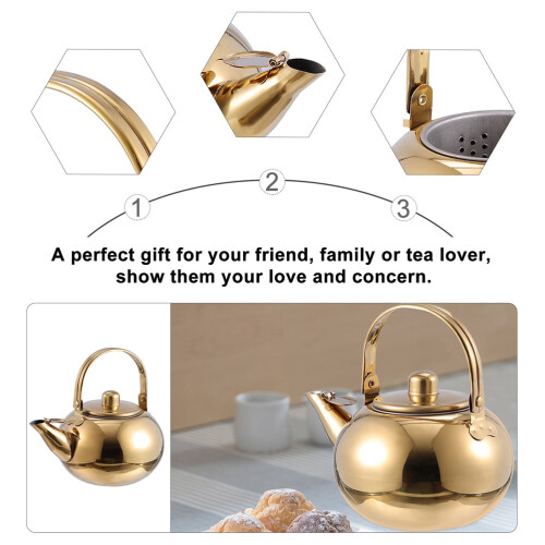 Tea Kettle with Infuser Round Stainless Steel 1 Set 1