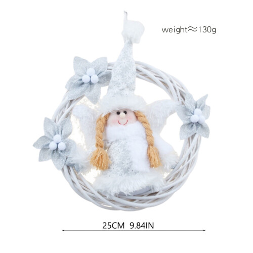 Guirlanda de Natal de vime com anjo branco (1 peça) 2