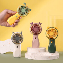 Ventilador portátil recarregável Hesroicy com 2 velocidades, vento natural simulado, luz noturna, base estável, ventilador elétrico de mesa para