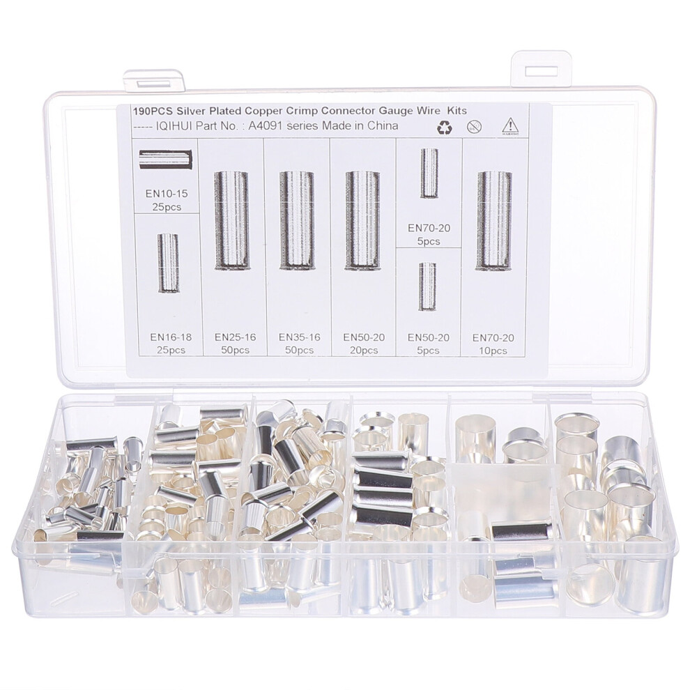 Copper Crimp Ferrules Wire Connectors 190 Pcs 9178400426889
