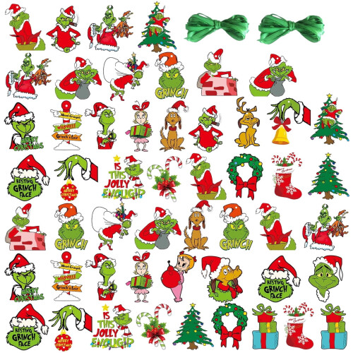 Grinch Christmas Hanging Tags Black Tree Ornament Set 1