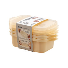 Honeeladyy, 3 recipiente transparente din plastic pentru depozitarea alimentelor cu capac, 600 ml, reutilizabile, potrivite pentru cuptorul cu