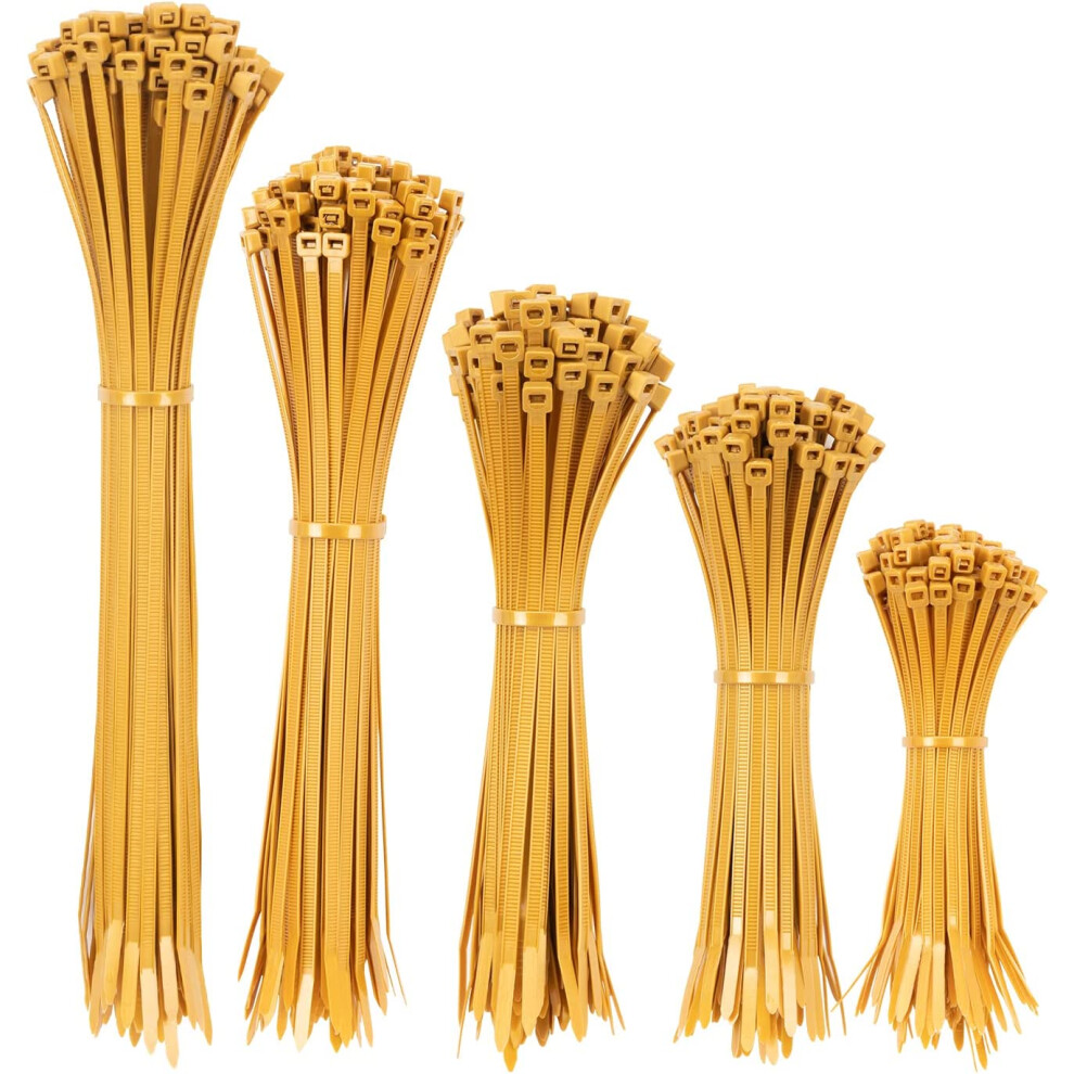 Nylon Cable Ties Assorted Sizes 500 Pcs Gold 9336866999020