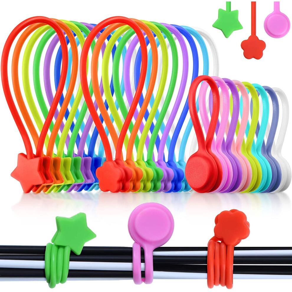 Magnetic Cable Ties Silicone Reusable 32 Pcs 9336866998924