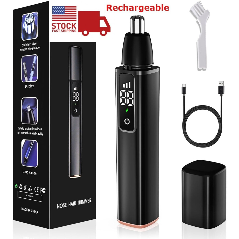 Ear and Nose Hair Trimmer LCD USB Rechargeable IPX7