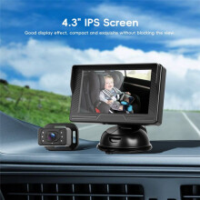 Autocamera voor Baby'S, 4,3 Inch HD Nachtzichtcamera voor Baby'S in de Auto, Camera voor Achterbank voor Baby'S met Breedbeeld en Draaibaar
