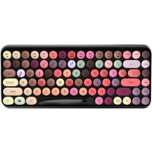 Wireless Bluetooth Keyboard Retro Round Keycaps 84-Key