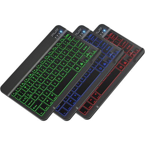 Bluetooth Keyboard 3.0 Slim Portable with 7-Color Backlight