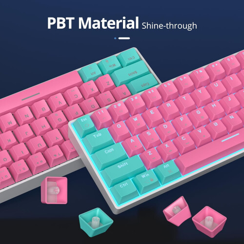 Gaming Keyboard Mechanical Red Switch 68-Key Pink 1