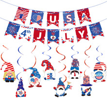 Independence Day spiral pendant flag and flower banner