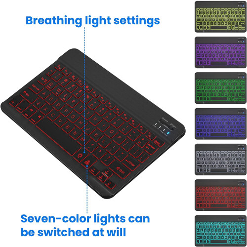 Bluetooth Keyboard 3.0 Slim Portable with 7-Color Backlight 2