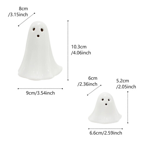 Ceramic Glowing Ghost Decoration White 1pc 2