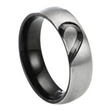 Couple Ring Round Half-Heart Rhinestone 1 Pair
