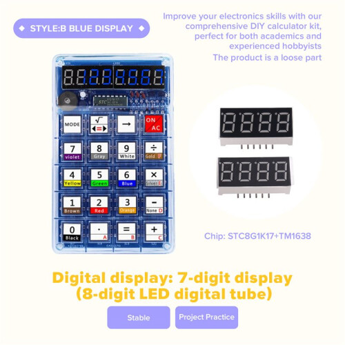 DIY Calculator Kit LED Display Calculator Electronic Making with Batteries for Learn Soldering Assembly Practice B 2