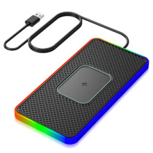RGB Car Silicone Wireless Charger Pad Atmosphere Light Emitting Car Mobile Phone Wireless Charger