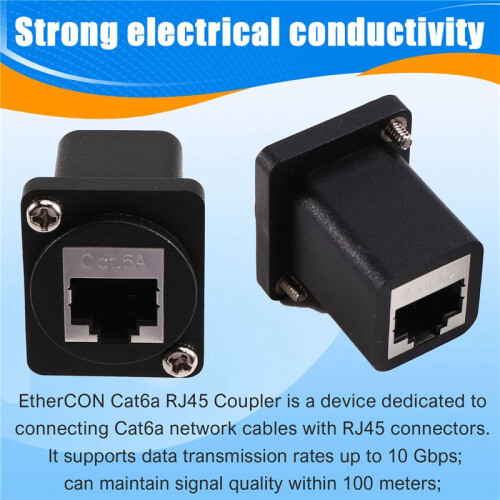 2Pcs Ethernet GigE RJ45 Cat 6A EtherCON Feedthru Modular Panel Connector for Switchcraft EH Series Neutrik NE8FDX-P6 2