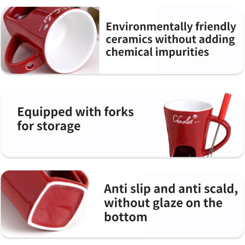Chocolate Fondue Mug Set Ceramic 2-Piece 2