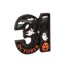 Halloween wooden ornament spooky light sign 1 piece