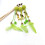 Cat toy brush holder with feather and bell, interactive 3