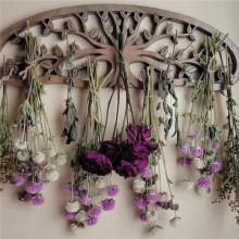 Wandgemonteerde Houten Houder voor Gedroogde Bloemen - Rustieke Boho Hangende Displayplank voor Woondecoratie, Droogrek voor Kruiden Binnenshuis